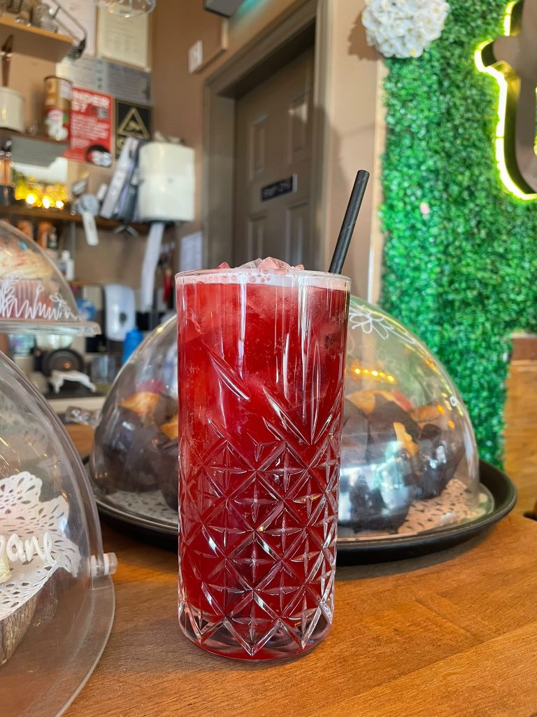 Iced strawberry drink at Trio Cafe & Bar, York