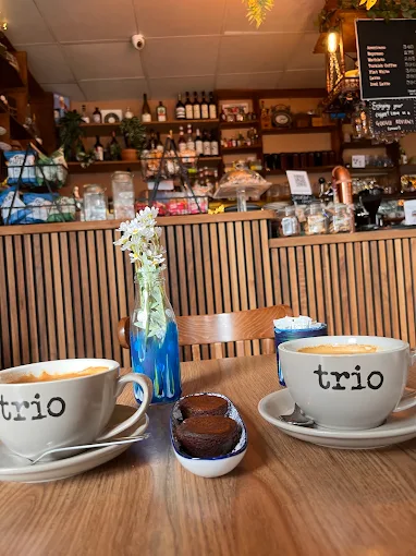 Coffees in Trio cups at Trio Cafe & Bar, York